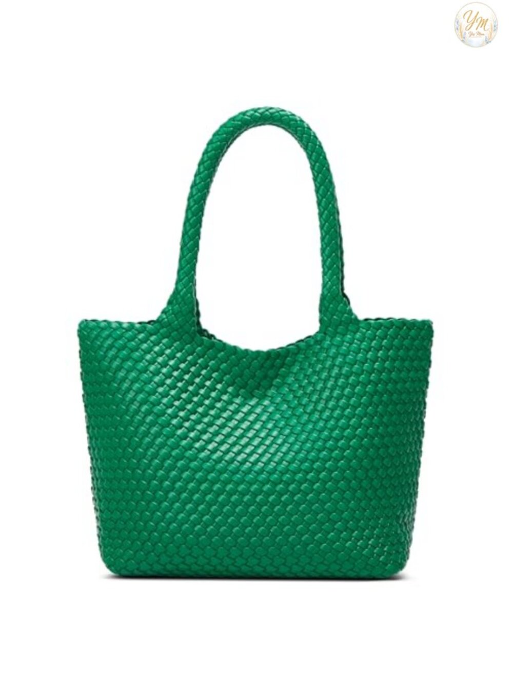 Vegan Leather Woven Tote Bag Women Handbag Magnetic Closure Detachable Pouch